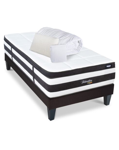 Pack Prêt-à-dormir Fontainebleau Matelas Ressorts ensachés blanc/noir - 90x200 cm