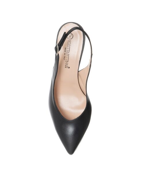 Slingbacks en Cuir Amelia noirs - Talon 7 cm