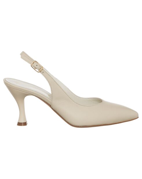Slingbacks en Cuir Amelia beiges - Talon 7 cm