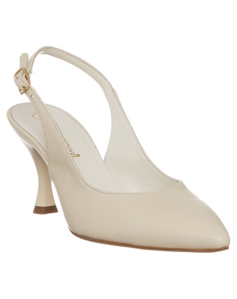 Slingbacks en Cuir Amelia beiges - Talon 7 cm