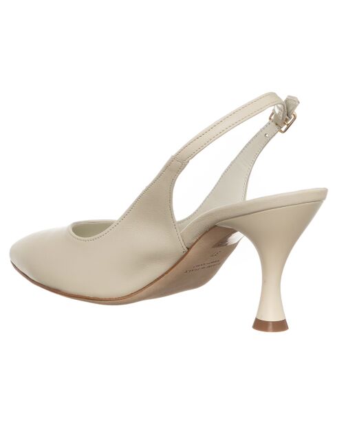 Slingbacks en Cuir Amelia beiges - Talon 7 cm