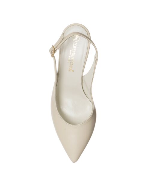 Slingbacks en Cuir Amelia beiges - Talon 7 cm