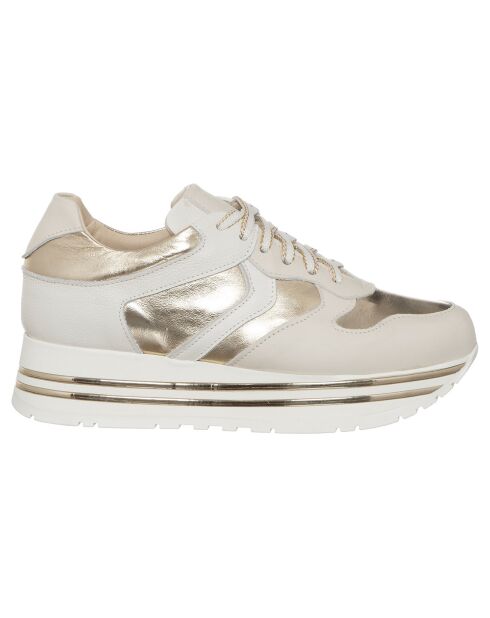 Sneakers en Cuir Iris beige/doré