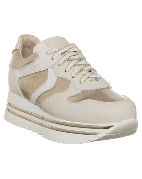 Sneakers en Cuir Iris beige/doré