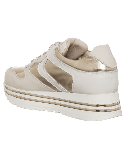 Sneakers en Cuir Iris beige/doré