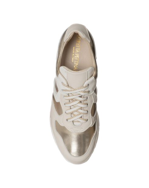 Sneakers en Cuir Iris beige/doré