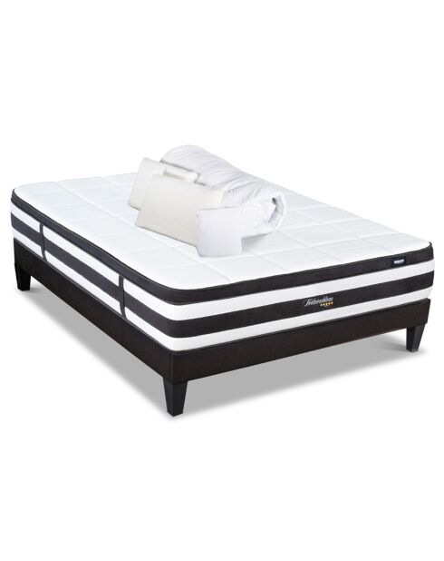 Pack Prêt-à-dormir Fontainebleau Matelas Ressorts ensachés blanc/noir - 160x200 cm