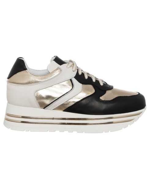 Zwart/gouden leren sneakers met iris