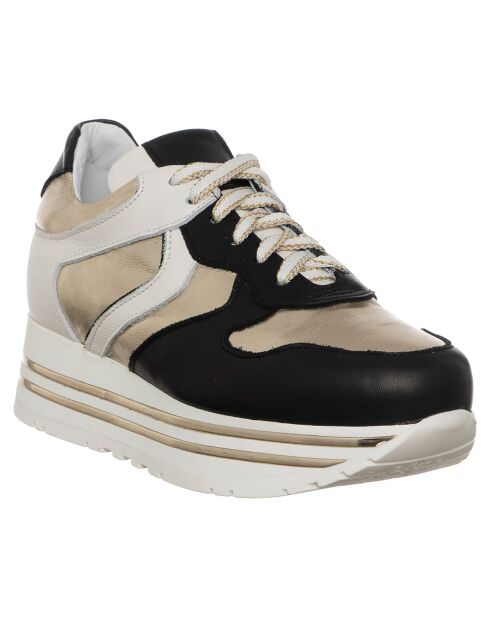 Zwart/gouden leren sneakers met iris