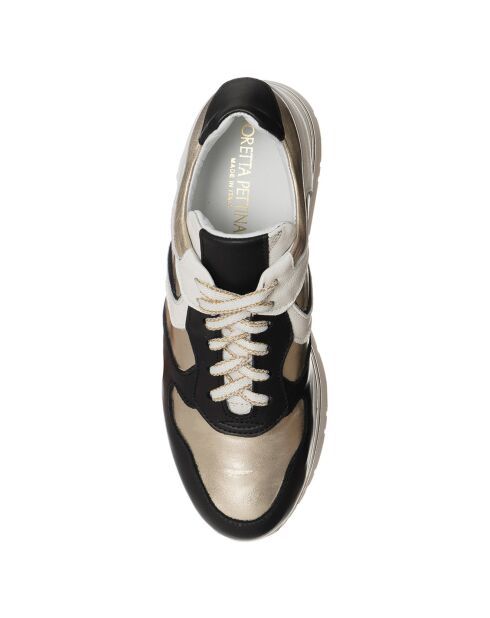 Zwart/gouden leren sneakers met iris