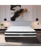 Pack Prêt-à-dormir Fontainebleau Matelas Ressorts ensachés blanc/noir - 140x200 cm