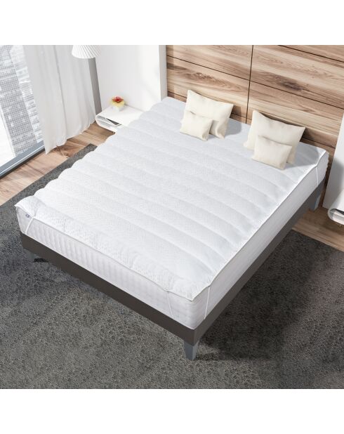 Coprimaterasso Wellness in ovatta di poliestere bianca - 140x190/200 cm