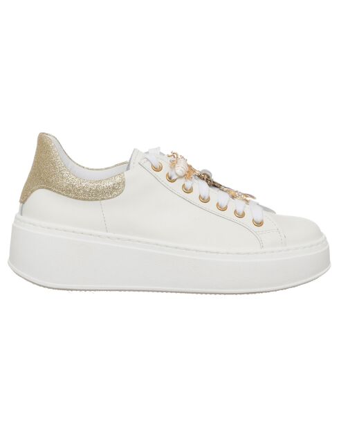 Sneakers en Cuir Suzanne blanc/doré