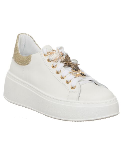 Sneakers en Cuir Suzanne blanc/doré