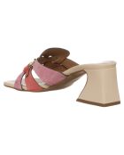 Mules Alix de piel beige/rosa, tacón 7 cm