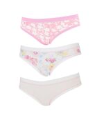 3 Culottes Emma blanc/rose