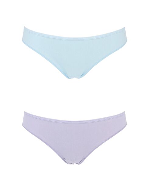 2 Tangas Lucie lilas/bleu ciel