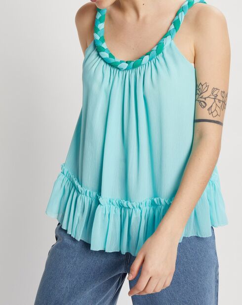 Top arrugado verde agua