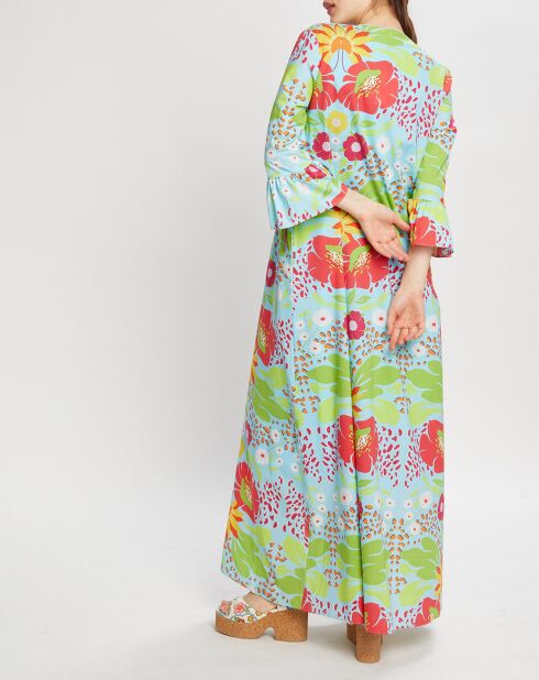 Robe longue Mexico imprimée bleue