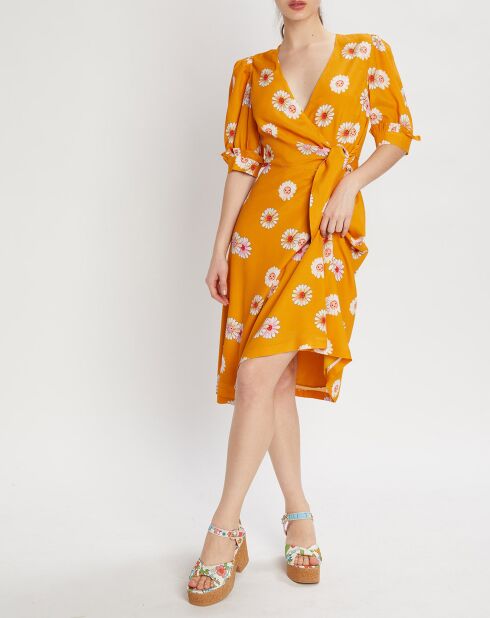 Robe Paquerette imprimée jaune moutarde