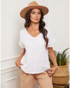 Top 100% Lin Cordoula blanc