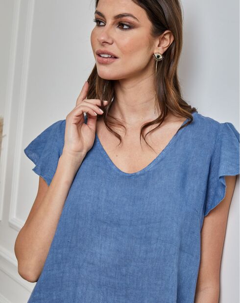 Robe 100% Lin Emeraude indigo