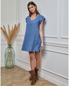 Robe 100% Lin Emeraude indigo
