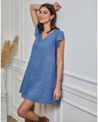 Robe 100% Lin Emeraude indigo