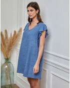 Robe 100% Lin Emeraude indigo