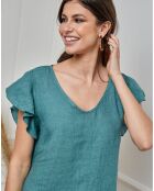 Robe 100% Lin Emeraude verte