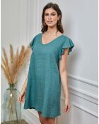 Robe 100% Lin Emeraude verte