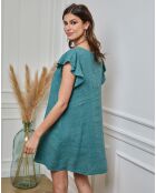 Robe 100% Lin Emeraude verte