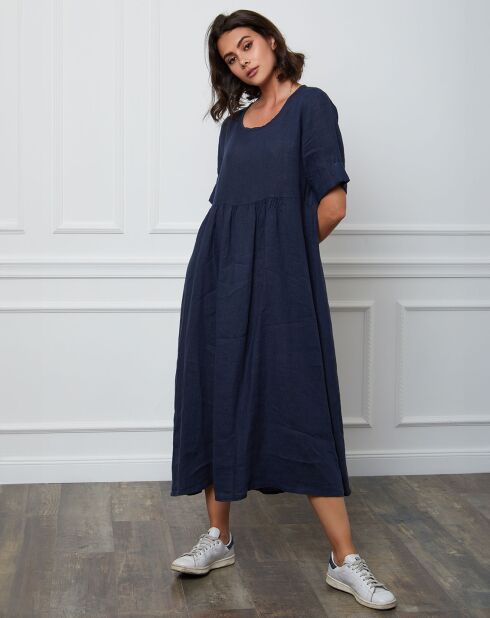 Robe 100% Lin Gorginia marine