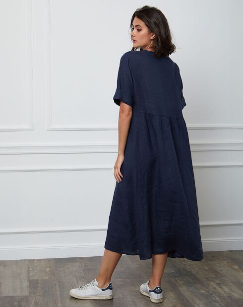 Robe 100% Lin Gorginia marine