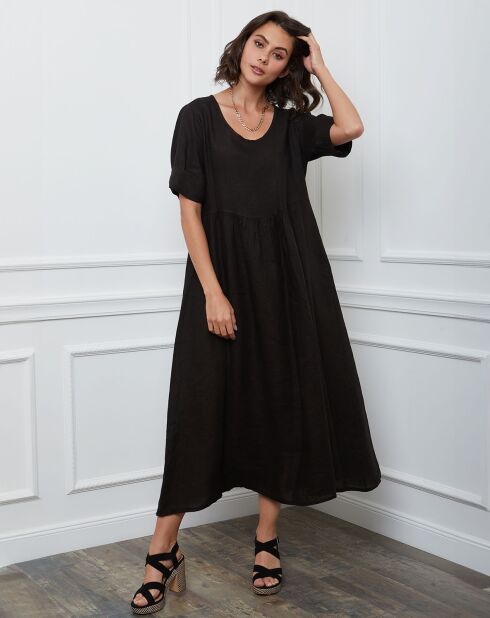 Robe 100% Lin Gorginia noire