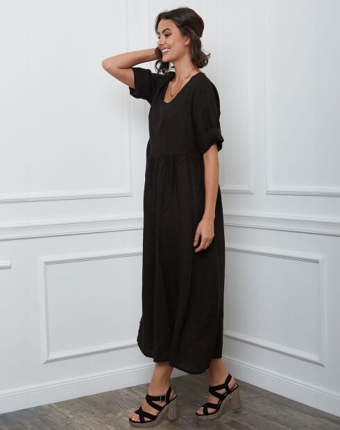 Robe 100% Lin Gorginia noire