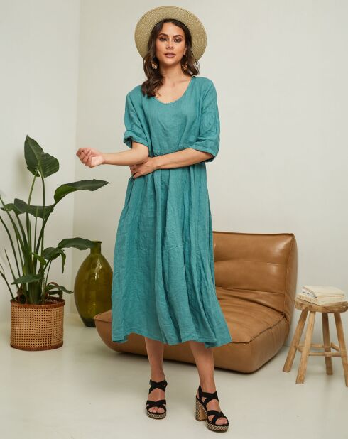Robe 100% Lin Gorginia verte