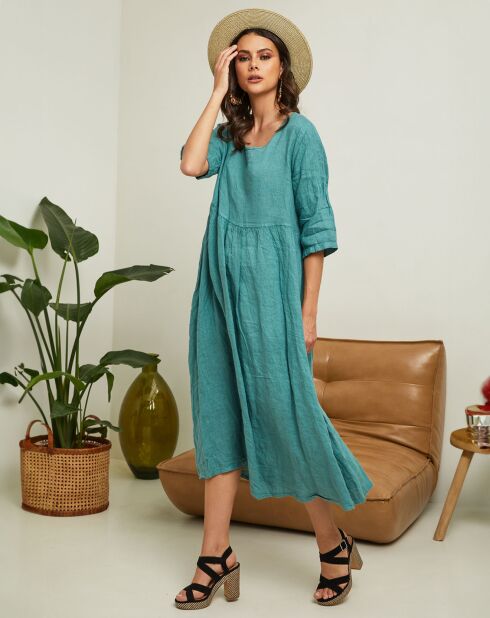 Robe 100% Lin Gorginia verte