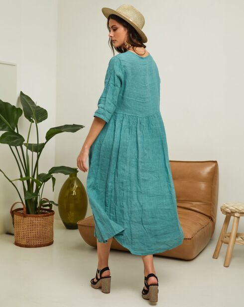 Robe 100% Lin Gorginia verte