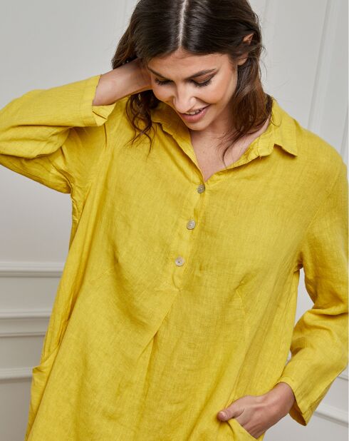 Robe 100% Lin Hava moutarde