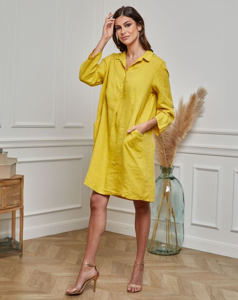 Robe 100% Lin Hava moutarde