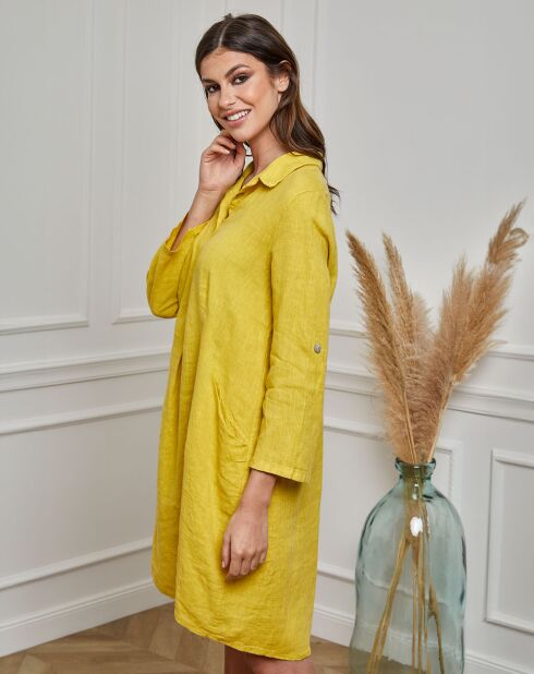 Robe 100% Lin Hava moutarde