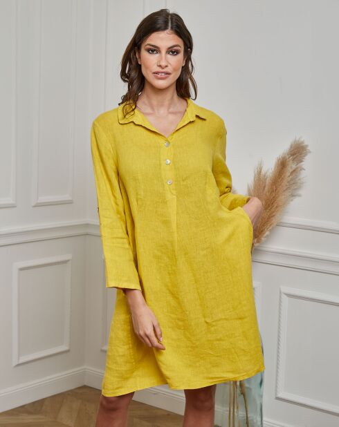 Robe 100% Lin Hava moutarde