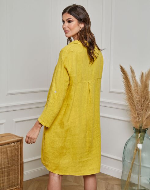 Robe 100% Lin Hava moutarde