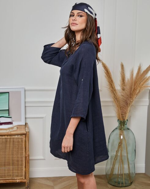 Robe 100% Lin Helvia marine