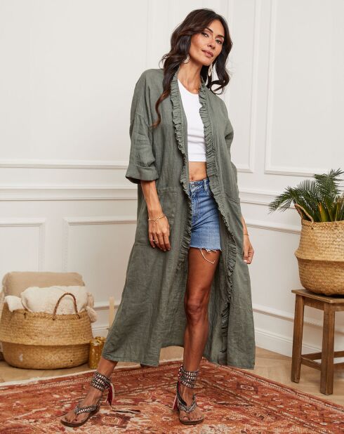Kimono 100% Lin Sofia kaki