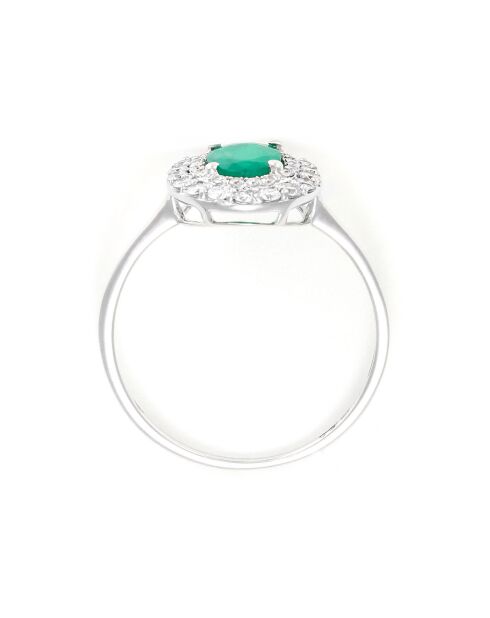Bague Andaman Diamants 0.27 ct & Emeraude 1.06 ct or blanc