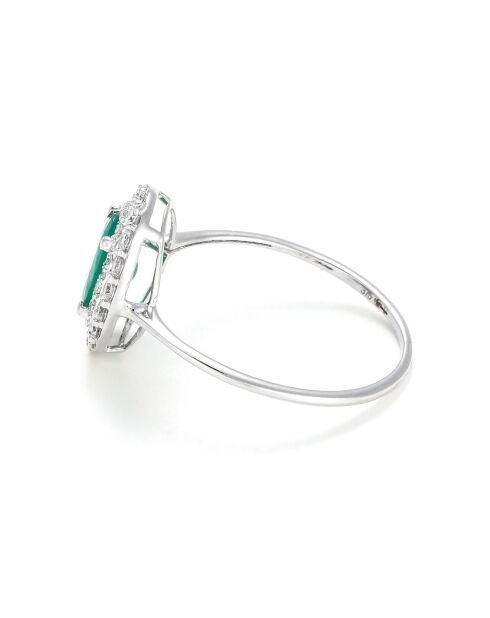 Bague Andaman Diamants 0.27 ct & Emeraude 1.06 ct or blanc