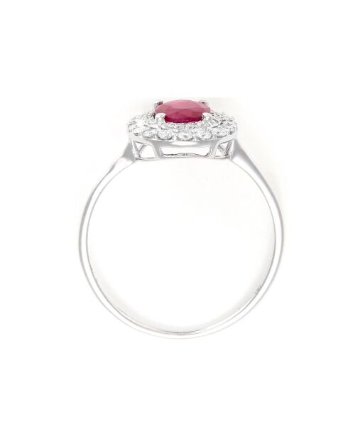 Bague Aqaba Diamants 0.27 ct & Rubis 1.06 ct or blanc