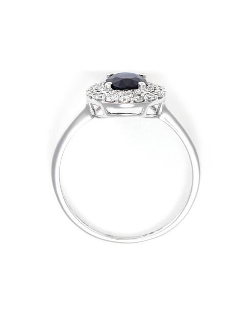 Bague Glénan Diamants 0.27 ct & Saphir 1.06 ct or blanc